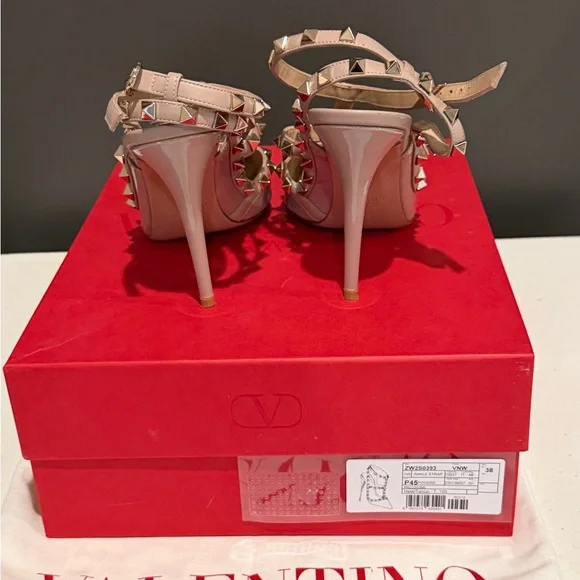 Valentino Nude Patent Rockstud Strappy Pointed Pumps - Picture 5 of 5